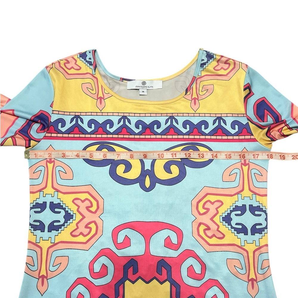 JEAN-PIERRE KLIFA PARIS colorful 3/4 sleeve DAPHNE dress grecian size MEDIUM - Picture 6 of 8